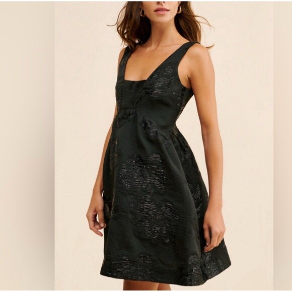 Anthropologie Maeve Black Jacquard Mini Dress Sz 12 New - Picture 2 of 13
